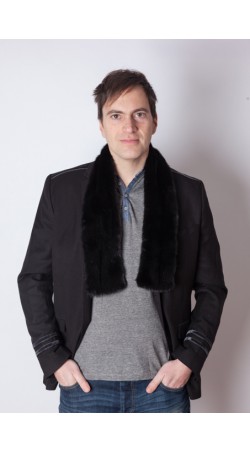 Black mink fur scarf - unisex